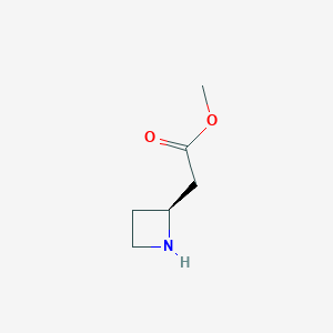molecular formula C6H11NO2 B8187359 (S)-Azetidin-2-yl-acetic acid methyl ester 