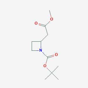 molecular formula C11H19NO4 B8187366 tert-Butyl 2-(2-methoxy-2-oxoethyl)azetidine-1-carboxylate 