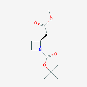 molecular formula C11H19NO4 B8187381 (S)-1-Boc-azetidin-2-yl-acetic acid methyl ester 