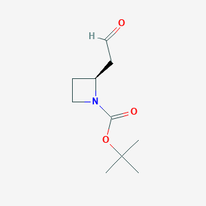 molecular formula C10H17NO3 B8187388 (S)-2-(2-Oxo-ethyl)-azetidine-1-carboxylic acid tert-butyl ester 