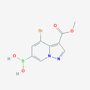 molecular formula C9H8BBrN2O4 B8187444 4-Bromo-3-methoxycarbonyl-pyrazolo[1,5-a]pyridine-6-boronic acid 