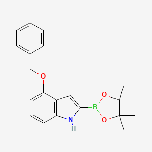 molecular formula C21H24BNO3 B8187493 4-(benzyloxy)-2-(4,4,5,5-tetramethyl-1,3,2-dioxaborolan-2-yl)-1H-indole 