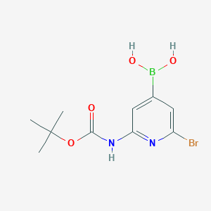 molecular formula C10H14BBrN2O4 B8187544 2-Bocamino-6-bromo-pyridine-4-boronic acid 
