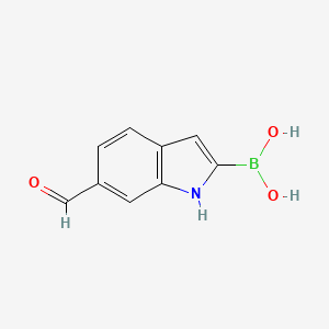 molecular formula C9H8BNO3 B8187566 6-Formyl-1H-indole-2-boronic acid 