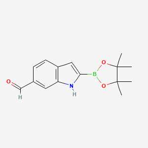 molecular formula C15H18BNO3 B8187574 6-Formyl-1H-indole-2-boronic acid pinacol ester 