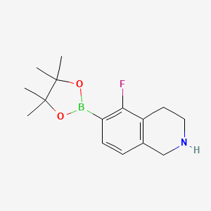 molecular formula C15H21BFNO2 B8187578 5-Fluoro-6-(4,4,5,5-tetramethyl-[1,3,2]dioxaborolan-2-yl)-1,2,3,4-tetrahydro-isoquinoline 