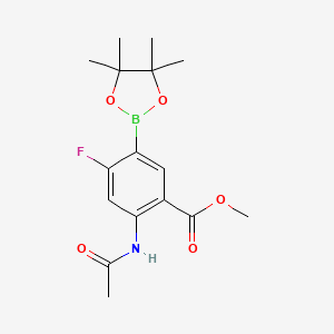 molecular formula C16H21BFNO5 B8187769 4-Acetylamino-2-fluoro-5-methoxycarbonylphenylboronic acid pinacol ester 