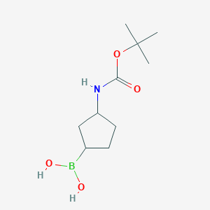 molecular formula C10H20BNO4 B8187772 [3-[(2-Methylpropan-2-yl)oxycarbonylamino]cyclopentyl]boronic acid 