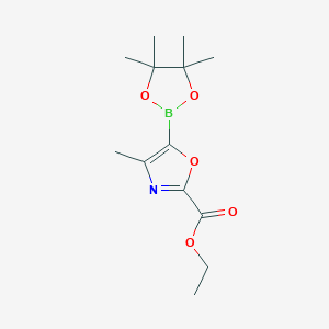 molecular formula C13H20BNO5 B8187857 2-Ethoxycarbonyl-4-methyl-oxazole-5-boronic acid pinacol ester 