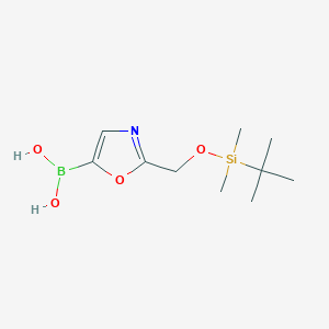 molecular formula C10H20BNO4Si B8187864 2-(tert-Butyl-dimethyl-silanyloxymethyl)--oxazole-5-boronic acid 