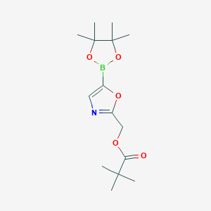 molecular formula C15H24BNO5 B8187959 2,2-Dimethyl-propionic acid 5-(4,4,5,5-tetramethyl-[1,3,2]dioxaborolan-2-yl)-oxazol-2-ylmethyl ester 