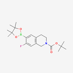 molecular formula C20H29BFNO4 B8187973 7-Fluoro-6-(4,4,5,5-tetramethyl-[1,3,2]dioxaborolan-2-yl)-3,4-dihydro-1H-isoquinoline-2-carboxylic acid tert-butyl e 