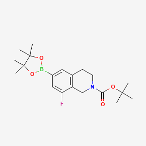 molecular formula C20H29BFNO4 B8187976 8-Fluoro-6-(4,4,5,5-tetramethyl-[1,3,2]dioxaborolan-2-yl)-3,4-dihydro-1H-isoquinoline-2-carboxylic acid tert-butyl e 