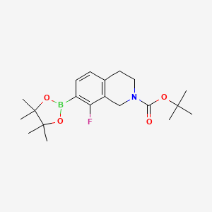 molecular formula C20H29BFNO4 B8187980 8-Fluoro-7-(4,4,5,5-tetramethyl-[1,3,2]dioxaborolan-2-yl)-3,4-dihydro-1H-isoquinoline-2-carboxylic acid tert-butyl e 