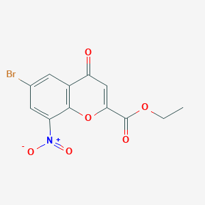 molecular formula C12H8BrNO6 B8188009 ethyl 6-bromo-8-nitro-4-oxo-4H-1-benzopyran-2-carboxylate 