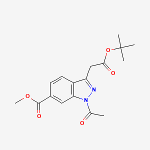 molecular formula C17H20N2O5 B8188083 1-Acetyl-3-tert-butoxycarbonylmethyl-1H-indazole-6-carboxylic acid methyl ester 