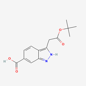 molecular formula C14H16N2O4 B8188088 3-tert-Butoxycarbonylmethyl-1H-indazole-6-carboxylic acid 