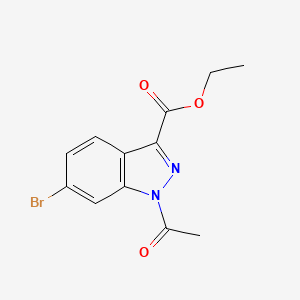 molecular formula C12H11BrN2O3 B8188105 1-Acetyl-6-bromo-1H-indazole-3-carboxylic acid ethyl ester 