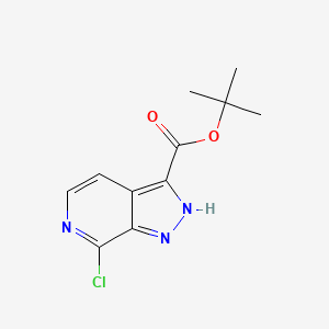 molecular formula C11H12ClN3O2 B8188125 7-Chloro-1H-pyrazolo[3,4-c]pyridine-3-carboxylic acid tert-butyl ester 