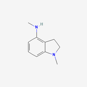 molecular formula C10H14N2 B8188207 Methyl-(1-methyl-2,3-dihydro-1H-indol-4-YL)-amine CAS No. 1220040-15-2