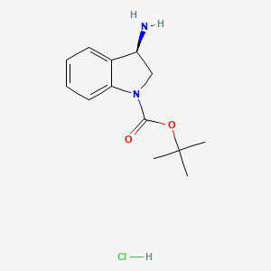 molecular formula C13H19ClN2O2 B8188220 (R)-3-Amino-2,3-dihydro-indole-1-carboxylic acid tert-butyl ester hydrochloride 