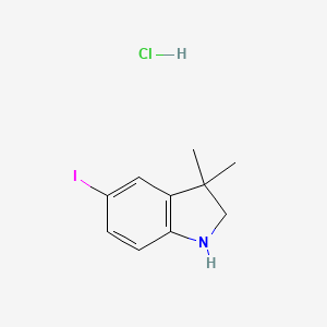 molecular formula C10H13ClIN B8188255 5-Iodo-3,3-dimethyl-2,3-dihydro-1H-indole hydrochloride 