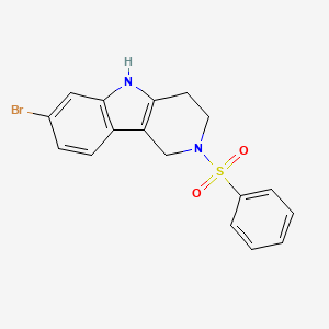 molecular formula C17H15BrN2O2S B8188315 2-Benzenesulfonyl-7-bromo-2,3,4,5-tetrahydro-1H-pyrido[4,3-b]indole 