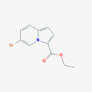 molecular formula C11H10BrNO2 B8188374 6-Bromo-indolizine-3-carboxylic acid ethyl ester 