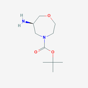 molecular formula C10H20N2O3 B8188537 tert-Butyl (R)-6-amino-1,4-oxazepane-4-carboxylate 