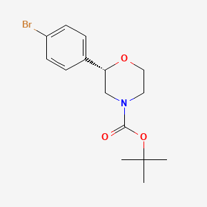 molecular formula C15H20BrNO3 B8188554 (S)-2-(4-bromo-phenyl)-morpholine-4-carboxylic acid tert-butyl ester 