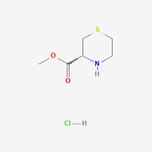 molecular formula C6H12ClNO2S B8188602 (3R)-thiomorpholine-3-carboxylic acid methyl ester hydrochloride 