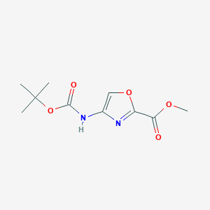 molecular formula C10H14N2O5 B8188713 4-tert-Butoxycarbonylamino-oxazole-2-carboxylic acid methyl ester 