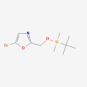 molecular formula C10H18BrNO2Si B8188730 5-Bromo-2-(tert-butyl-dimethyl-silanyloxymethyl)-oxazole 