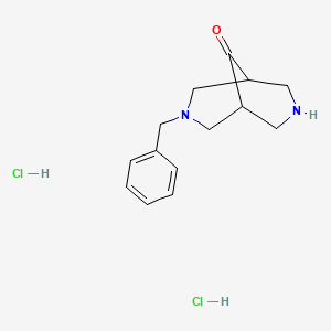 molecular formula C14H20Cl2N2O B8188787 3-Benzyl-3,7-diaza-bicyclo[3.3.1]nonan-9-one dihydrochloride 