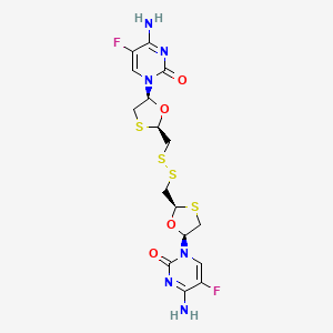 molecular formula C16H18F2N6O4S4 B8188951 1,1'-((2R,2'R,5S,5'S)-(disulfanediylbis(methylene))bis(1,3-oxathiolane-2,5-diyl))bis(4-amino-5-fluoropyrimidin-2(1H)-one) 