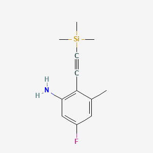 molecular formula C12H16FNSi B8189041 5-Fluoro-3-methyl-2-(2-trimethylsilylethynyl)aniline 