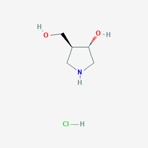 molecular formula C5H12ClNO2 B8189060 trans-4-(Hydroxymethyl)-3-pyrrolidinol hydrochloride 