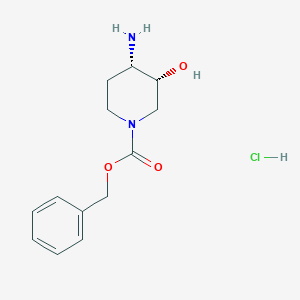 molecular formula C13H19ClN2O3 B8189085 (3R,4S)-4-Amino-3-hydroxy-piperidine-1-carboxylic acid benzyl ester hydrochloride 