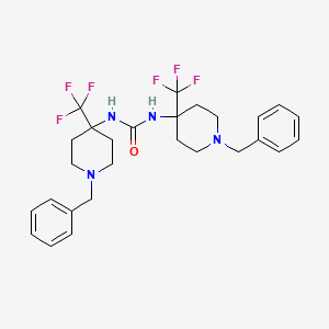 molecular formula C27H32F6N4O B8189089 1,3-Bis-(1-benzyl-4-trifluoromethyl-piperidin-4-yl)-urea 