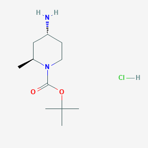 molecular formula C11H23ClN2O2 B8189143 tert-Butyl (2S,4R)-4-amino-2-methylpiperidine-1-carboxylate hydrochloride 