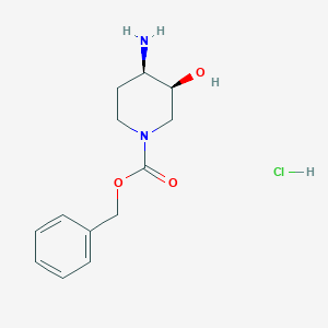 molecular formula C13H19ClN2O3 B8189244 (3S,4R)-4-Amino-3-hydroxy-piperidine-1-carboxylic acid benzyl ester hydrochloride 