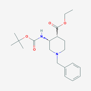 molecular formula C20H30N2O4 B8189271 Rel-ethyl (3R,4R)-1-benzyl-3-((tert-butoxycarbonyl)amino)piperidine-4-carboxylate 