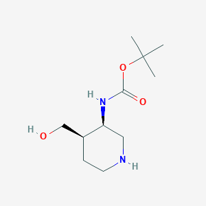 molecular formula C11H22N2O3 B8189279 cis-(4-Hydroxymethyl-piperidin-3-yl)-carbamic acid tert-butyl ester 