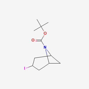 molecular formula C11H18INO2 B8189359 3-Iodo-6-aza-bicyclo[3.1.1]heptane-6-carboxylicacidtert-butylester 