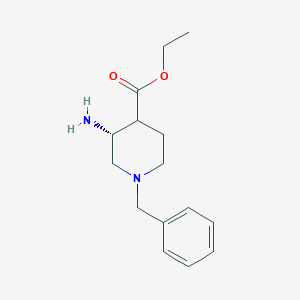 molecular formula C15H22N2O2 B8189406 trans-3-Amino-1-benzyl-piperidine-4-carboxylic acid ethyl ester 