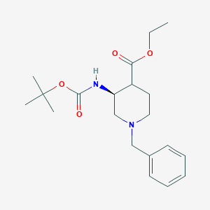 molecular formula C20H30N2O4 B8189409 cis-1-Benzyl-3-Boc-amino-piperidine-4-carboxylic acid ethyl ester 
