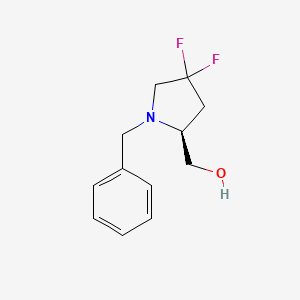 molecular formula C12H15F2NO B8189449 (S)-(1-Benzyl-4,4-difluoro-pyrrolidin-2-yl)-methanol 
