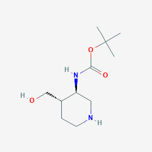 molecular formula C11H22N2O3 B8189471 trans-(4-Hydroxymethyl-piperidin-3-yl)-carbamic acid tert-butyl ester 