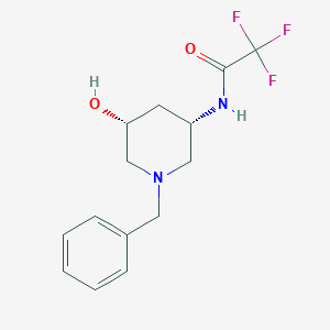 molecular formula C14H17F3N2O2 B8189474 (3S,5R)-N-(1-Benzyl-5-hydroxy-piperidin-3-yl)-2,2,2-trifluoro-acetamide 