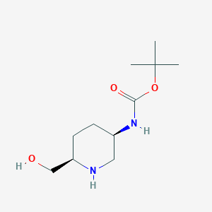 molecular formula C11H22N2O3 B8189486 cis-(6-Hydroxymethyl-piperidin-3-yl)-carbamic acid tert-butyl ester 
